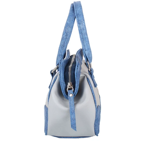 Женская сумка саквояж Laskara синяя (LK-10247-grey-denim): Застежка Молния