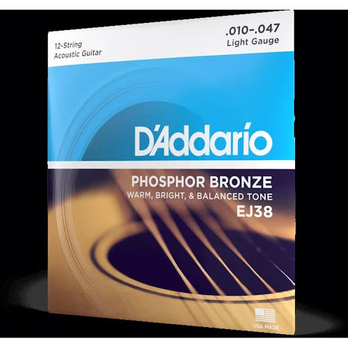 Струна для гитар Комплект струн D'addario EJ38 Phosphor Bronze Regular Light 12-string (10-47): В комплекте Набор из 12 струн