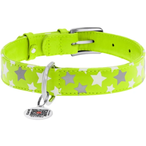 Нашийник Collar Glamour з візерунком Зірочка Світиться з QR паспортом 38-49 см 25 мм салатовий (4823089301365): Колір зелений