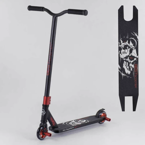 Самокат трюковий Best Scooter з PU колесами, HIC-системою, пеги, алюмінієвими дисками та декою Black/Red (98438)