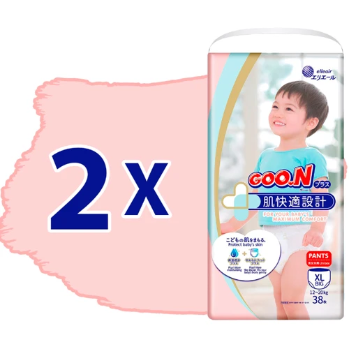 Трусики-подгузники Goo.N Plus для детей 12-20 кг размер 5(XL) унисекс 76 шт. (21000633-2): Тип Подгузники-трусики