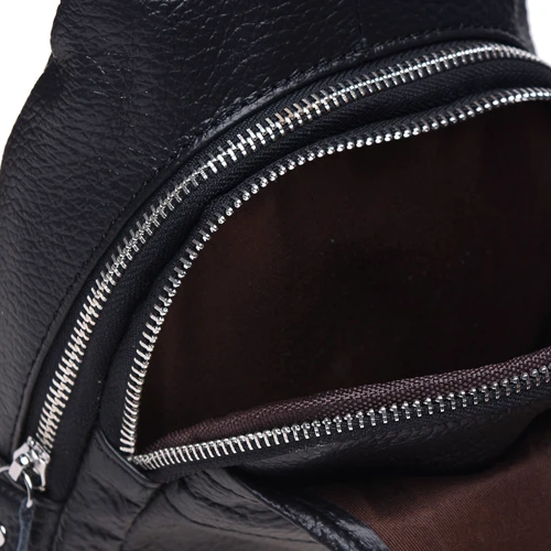 Чоловіча сумка-слінг Borsa Leather чорна (K1202-black): Матеріал Натуральна шкіра