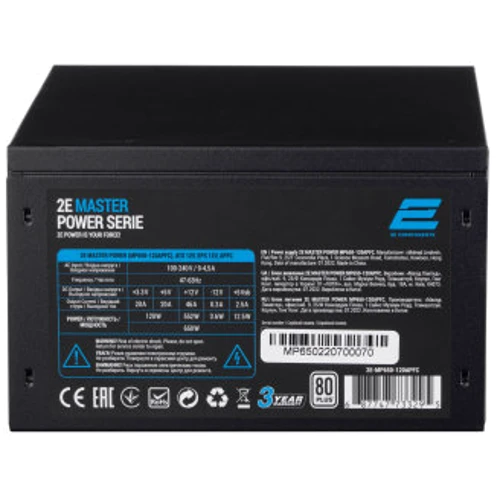Блок питания 2E Master Power 650W (2E-MP650-120APFC): Коннекторы Подключение материнской платы	20+4 pin Подключение процессора	4+4pin Кол-во разъемов дополнительного
