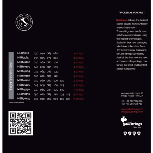 Струна для гитар Струны для бас-гитары Gallistrings MSB45105 4 STRINGS MEDIUM: Назначение Для бас-гитары