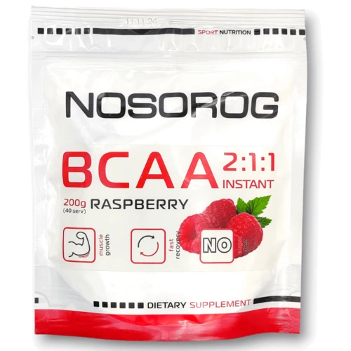 Аминокислота для спорта Nosorog Nutrition BCAA 2:1:1 200 g / 36 servings / Raspberry