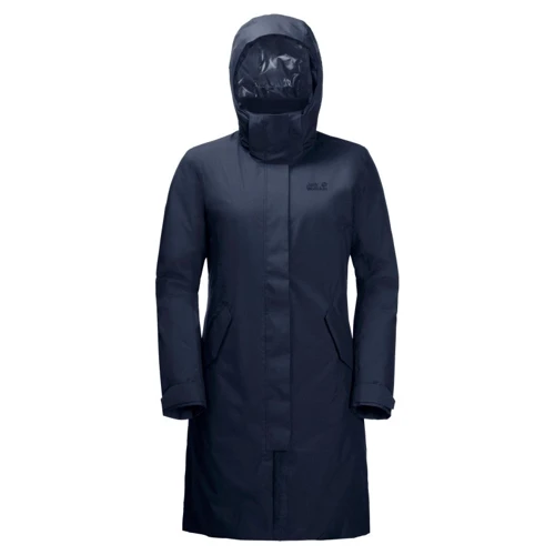 Пуховик Jack Wolfskin Cold Bay Coat W 1113031-1910 40 темно-синий зимний с капюшоном длинный