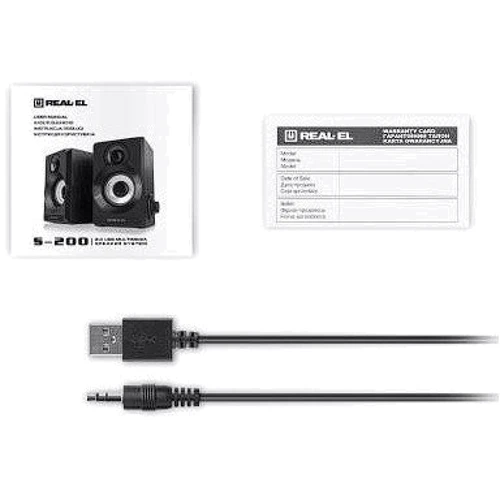 Акустическая система REAL-EL S-200 USB Black: Материал корпуса МДФ