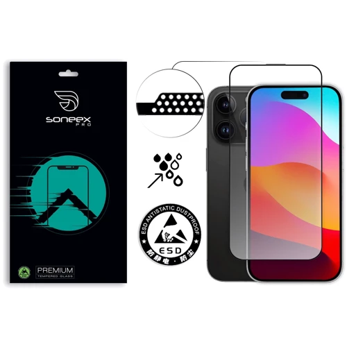 Защитное стекло для iPhone Soneex Tempered Glass Pro Full Silk Screen Black for iPhone 15 Plus