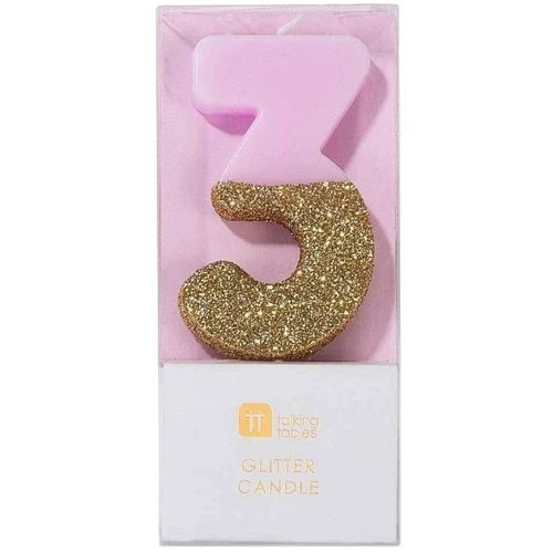 Сервіровка столу Свічка-номер 3 Talking Tables Рожевого кольору 1 шт (BDAY-CANDLE-3) фото 1