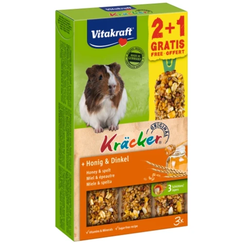 Лакомство Vitakraft Kracker Original Крекер для морских свинок с медом 2+1 186 г (4008239894380)