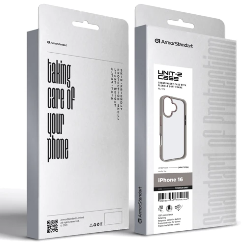 Чехол для iPhone ArmorStandart UNIT2 Case Titanium Grey for iPhone 16 (ARM79286): Цвет серый