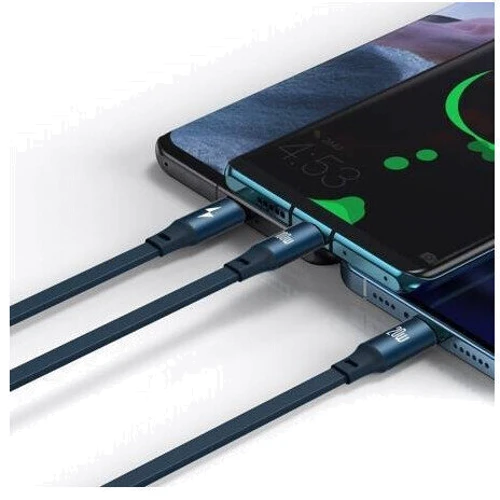 Кабель Baseus Cable USB-C to Micro USB/Lightning/Type-C Bright Mirror 2 Series 100W 1.1m Blue (CAMJ010203): Тип USB-C - Lightning/microUSB/USB-C