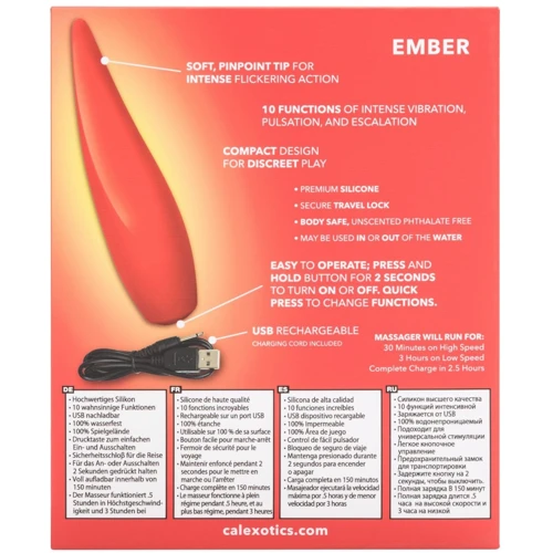 Вибратор для внешней стимуляции CalExotics Red Hot Ember, 12,75х3,25 см