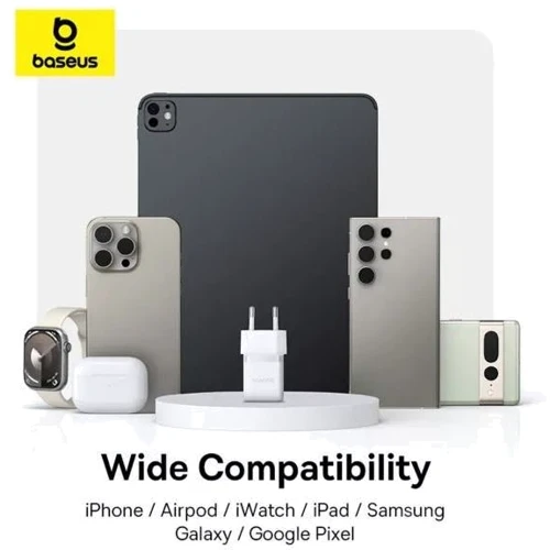 Зарядное устройство Baseus USB-C Wall Charger Palm 1C 30W with USB-C Cable White (P10111605213-01): Количество USB-портов 1