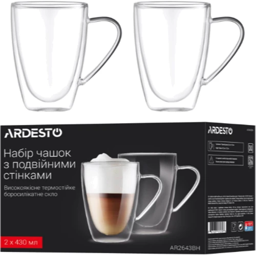Набор кружек Ardesto с ручками и двойными стенками 430 мл 2 шт. (AR2643BH)