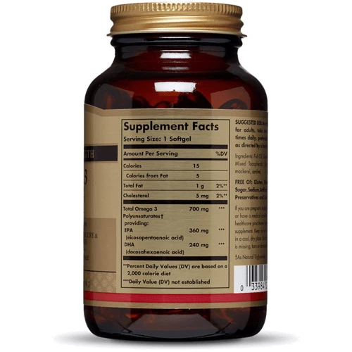 Solgar, Omega-3 700 mg EPA & DHA 120 Softgels: Тип Омега 3