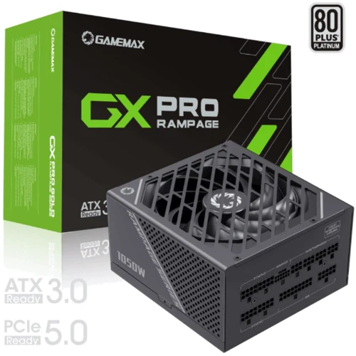 Блок питания GameMax GX-1050 PRO BK: Коннекторы 20+4pin / 2х4+4 pin / HDD (IDE): 3 / SATA: 10 / FDD: 1 / 4x6+2pin, 1x16pin (12VHPWR)