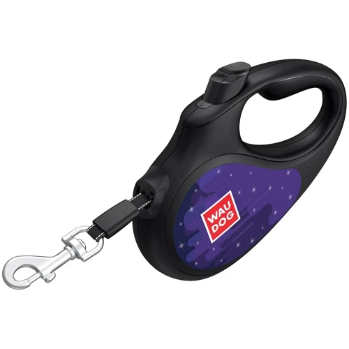 Поводок-рулетка для собак WAUDOG R-leash малюнок Більше космосу светоотражающая стрічка XS до 12 кг 3 м чорний: Вага собаки, до 12 кг
