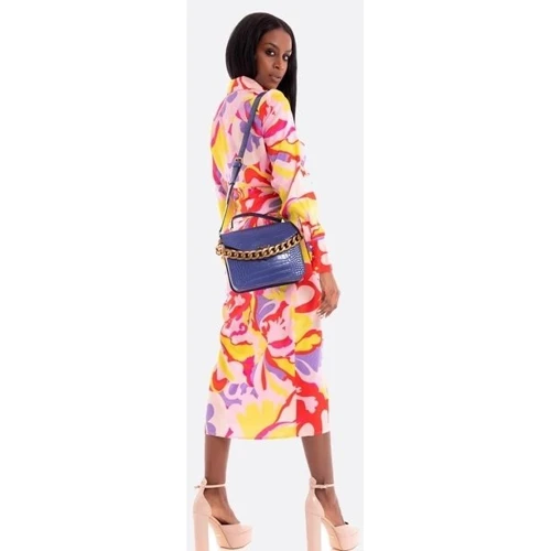 Жіноча сумка-сетчел GUESS RETOUR TOP HANDLE FLAP фіолетова (HWCC8664200-VIO): Фактура Матовая, Под змею