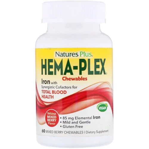Nature's Plus, Hema-Plex, Mixed Berry, 60 Chewables (NAP-03768)