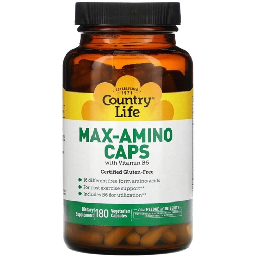 Country Life Max-Amino Caps Макс Амінокислоти з вітаміном В6 180 капсул (спорт)