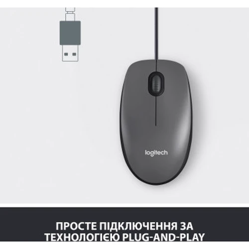 Мышь Logitech M100 Black (910-006652): Тип сенсора оптический