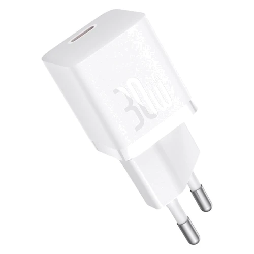 Зарядное устройство Baseus USB-C Wall Charger GaN5 mini 1C 30W with USB-C Cable White (P10110902213-00): Сила тока 2.4А и более