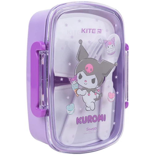 Ланчбокс із наповненням Kite Hello Kitty 750 мл (HK23-181-1): Особливості С крышкой на защепках, Комплекты, С ложкой, С вилкой, Можно мыть в посудомоечных машинах
