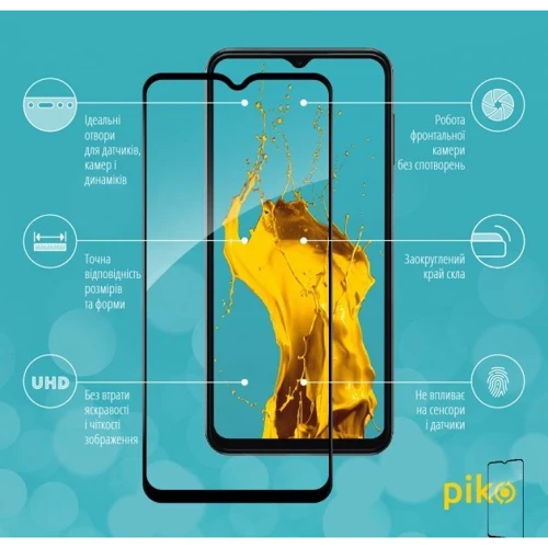 Аксесуар для смартфона Piko Tempered Glass Full Glue Black для Samsung A135 Galaxy A13 4G: Тип защитное стекло