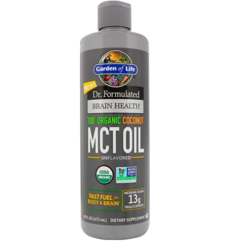 Garden of Life Dr. Formulated Brain Health, 100% Organic Coconut MCT Oil, Unflavored, 16 fl oz (473 ml) (GOL-12222)
