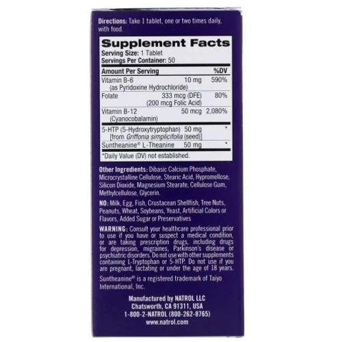 Natrol Mood Positive 5-HTP 50 Tabs 5-Гидрокситриптофан: Тип Триптофан