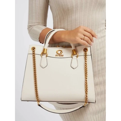 Женская сумка тоут GUESS NELL GIRLFRIEND SATCHEL молочная (HWVB8678070-STO): Тип ручки С двумя ручками, На цепочке, Короткая ручка, Длинная ручка