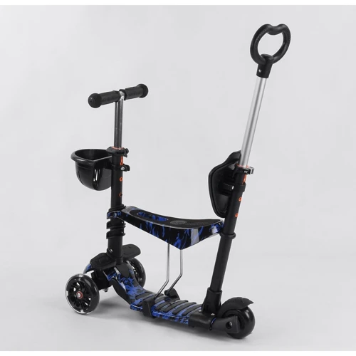 Самокат 5в1 Best Scooter, PU колеса, подсветка колес, Абстракция Black/Blue (102023): Количество колес 3
