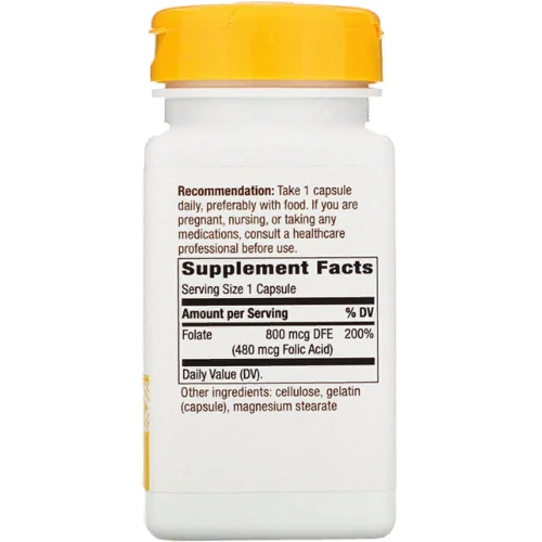 Nature's Way, Folic Acid, 800 mcg, 100 Capsules (NWY-40451): Тип Витамин B