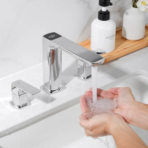 Смеситель для раковины Lefton Widespread 2-handle Bathroom Faucet with Temperature Display-BFWS2402 Chrome: Вид смесителя Двухвентильный