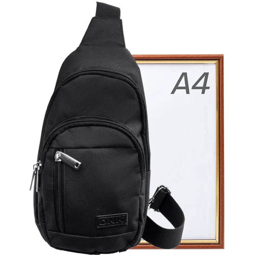 Мужская сумка-слинг DNK Leather черная (DNK-JOKER№4-BAG-1): Материал Полиэстер