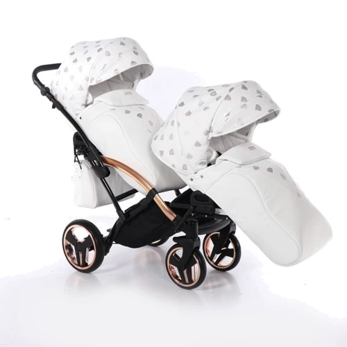 Универсальная коляска для двойни 2 в 1 Junama Glow Duo Slim 01, белый с бронзовым (J-G-DUOs-01): Количество блоков 2
