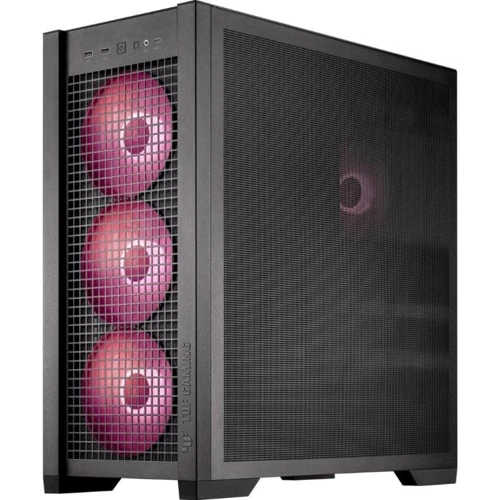 Корпус ASUS TUF GAMING GT302 ARGB BLACK (90DC00I0-B19000): Материал передней панели пластик и металл