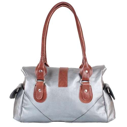 Женская сумка саквояж Laskara серебристая (LK-DM233-silver-brown): Страна производитель Греция