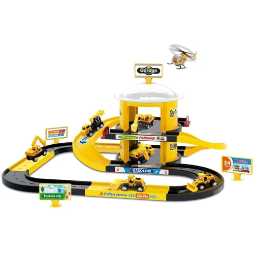 Гараж 2-этажный, 29 детали, транспорт (3 вида) (G74-75-7688)