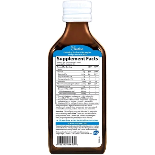 Carlson Labs The Very Finest Fish Oil for Kids 200 ml Orange: Форма выпуска Жидкость