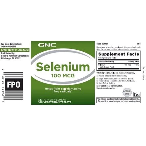 GNC Selenium 100 mcg 100 tabs: Форма выпуска Таблетки