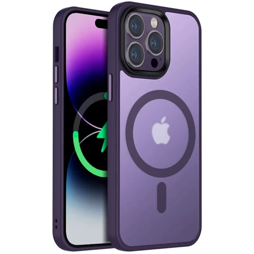 Чохол для iPhone Mobile Case TPU+PC Metal Buttons with MagSafe Colorful Dark Purple for iPhone 14 Pro Max
