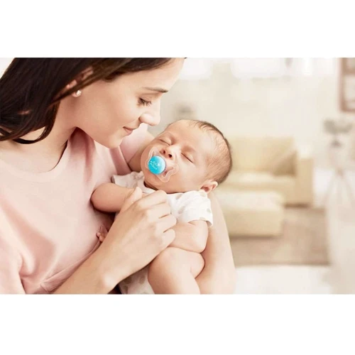 Пустышка Chicco Physio Micro силиконовая 0-2 мес 2 шт голубая с футл. (75121.21): Вид пустышки классическая