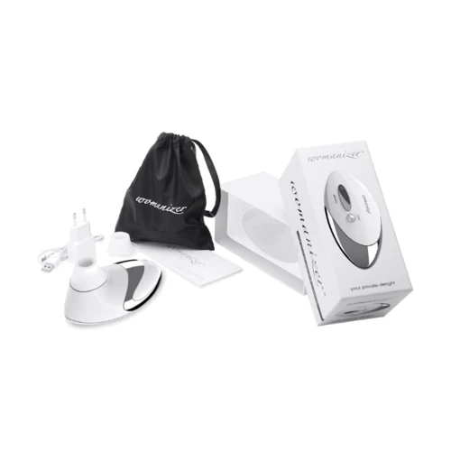 Womanizer W500 - вакуумный стимулятор клитора с кристаллом Swarovski, белый хром