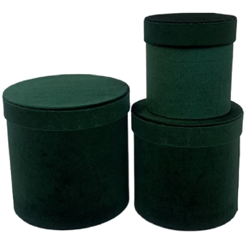Коробка Подарочные коробки UFO Набор 3 шт VELVET GREEN круг. (W2907)