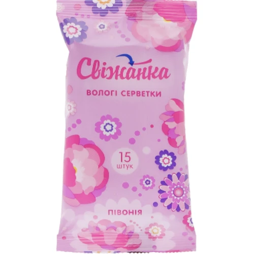 Свіжанка Вологі очищаючі серветки квіти мікс 15 шт.