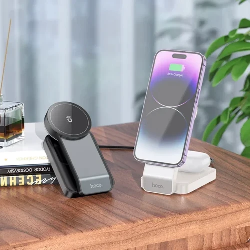 Зарядное устройство Hoco Wireless Charger CQ3 Noble Folding 3in1 Magnetic Black фото 9