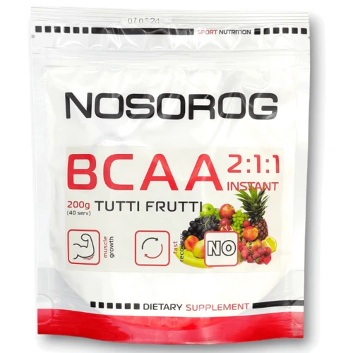 Аминокислота для спорта Nosorog Nutrition BCAA 2:1:1 200 g / 36 servings / Tutti Frutti
