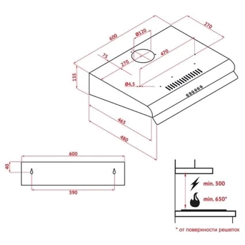 Вытяжка Perfelli PL 6142 I LED: Тип воздухоочистителя Рециркуляция, Отвод